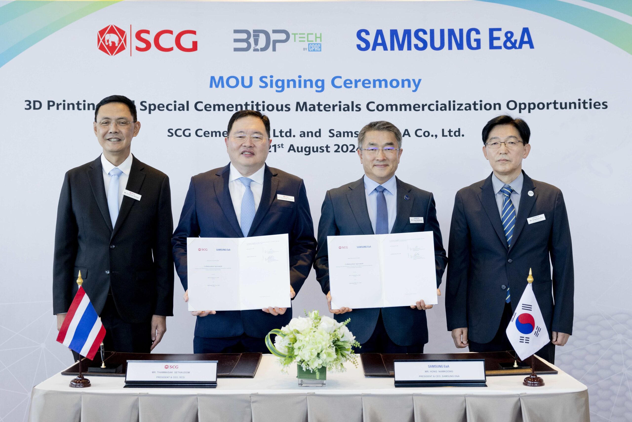 “SCG – CPAC” and “Samsung E&A” sign MOU to bolster 3D printing technology and special cementitious materials in global market