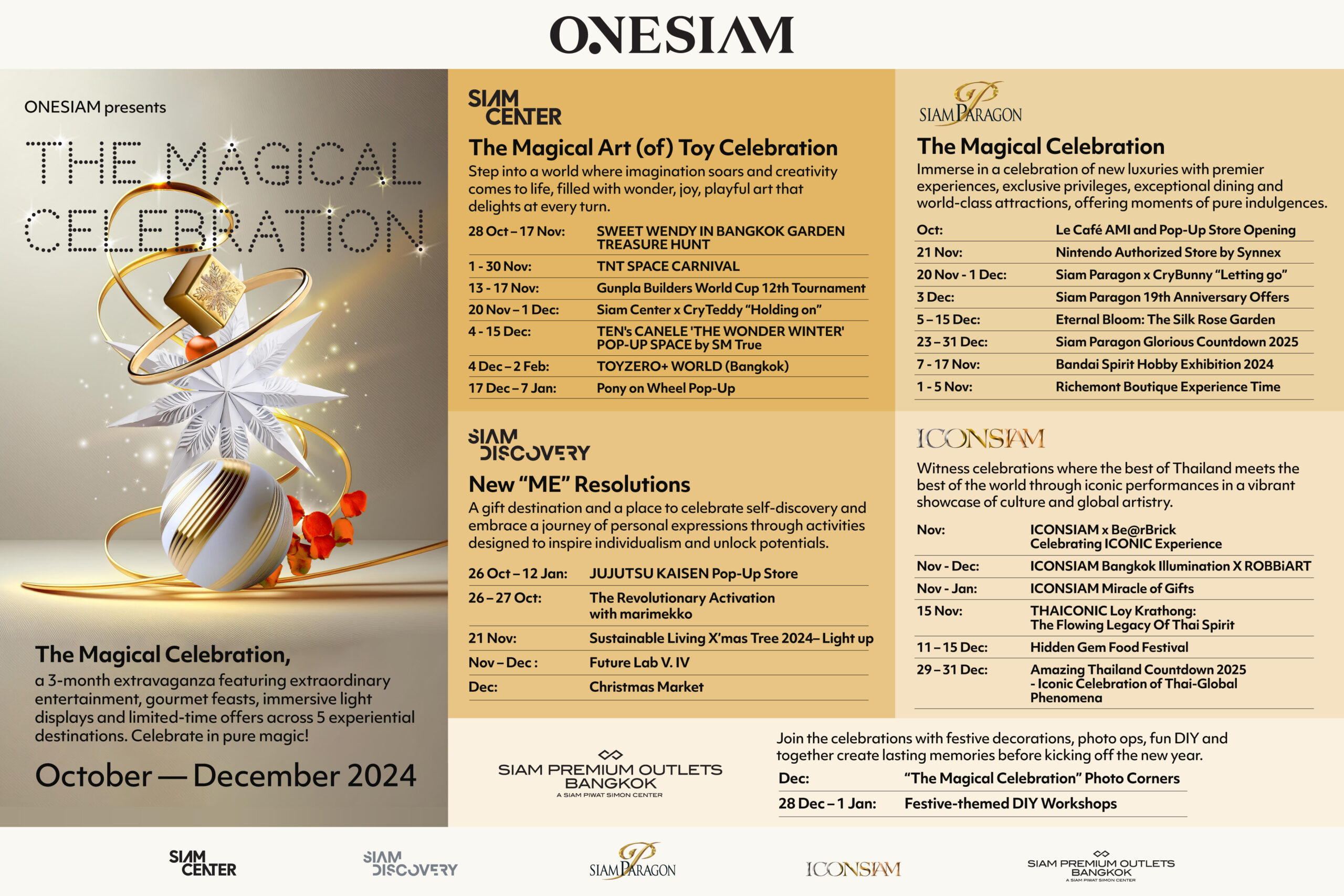 ONESIAM Unveils The Magical Celebration: A 3-Month Festivity of Entertainment, Gourmet Delights, Immersive Light Displays,  and Limited-time Offers Across 5 Experiential Destinations